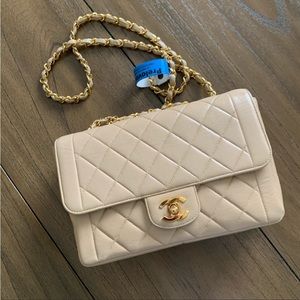 Chanel Beige Vintage Single Flap Bag